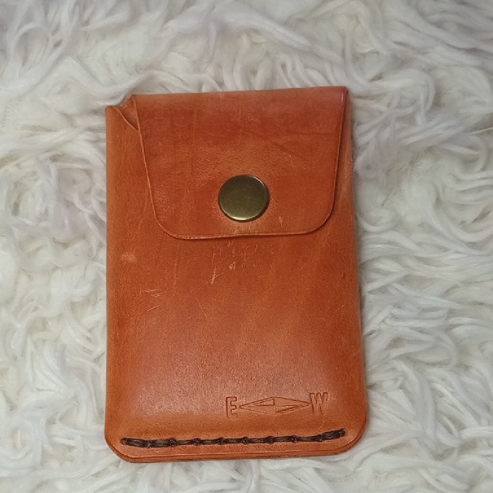 Elegant Orange Leather Key & Card Holder